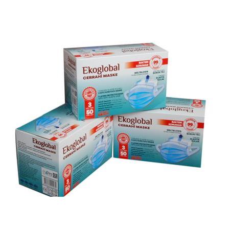 EKOGLOBAL MEDİKAL MASKE 3X50'Lİ KUTU