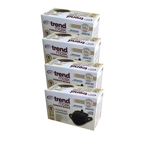 TRENDMASK Yumuşak Elastik Kulaklı Maske 50'li 4 Paket 200 Adet (Siyah)