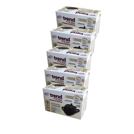 TRENDMASK Yumuşak Elastik Kulaklı Maske 50'li 5 Paket 250 Adet (Siyah)