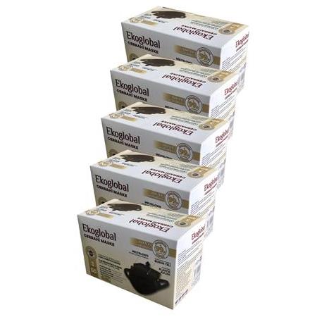 EKOGLOBAL Yumuşak Elastik Kulaklı Maske 50'li 5 Paket 250 Adet (Siyah)