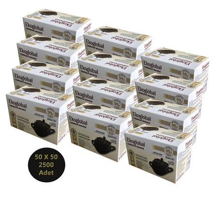 EKOGLOBAL Yumuşak Elastik Kulaklı Maske 50'li 50 Paket 2500 Adet (Siyah)